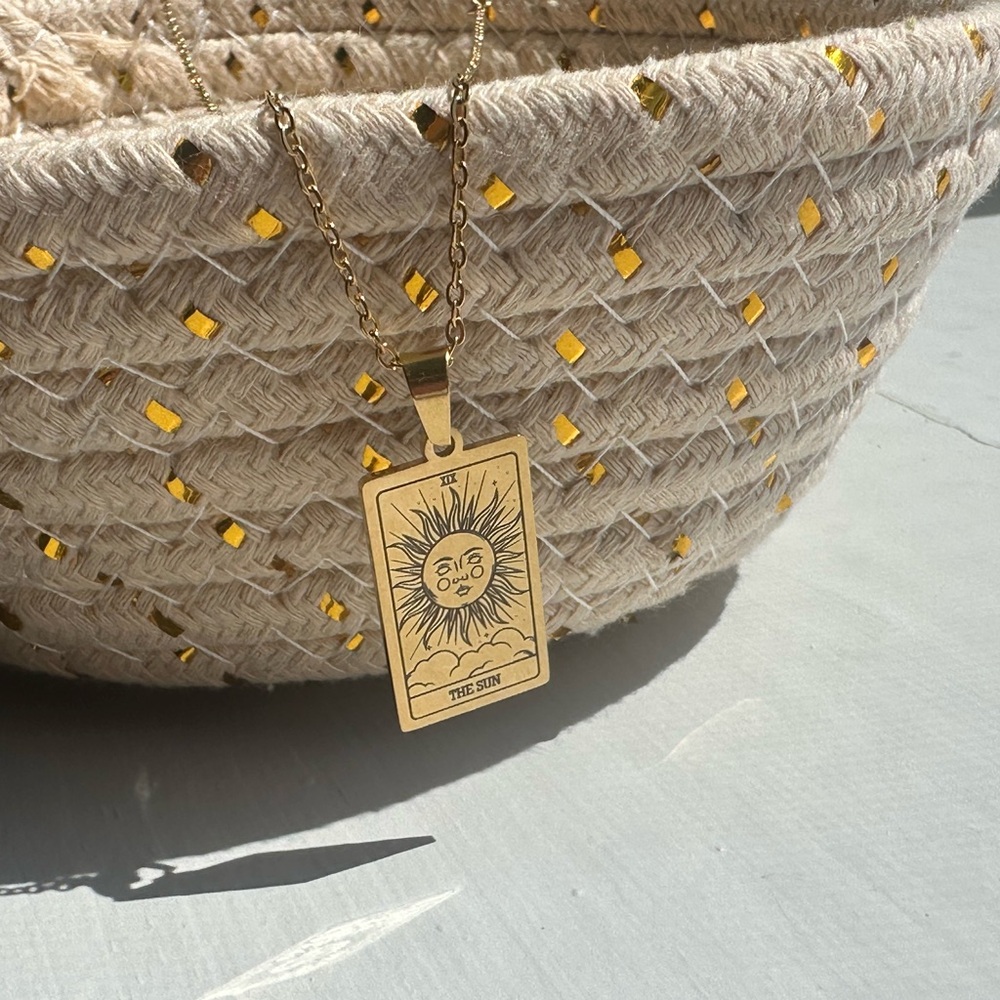 Gold Sun Tarot Pendant Necklace